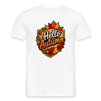 Hallo Herbstlaub Logo - Männer T-Shirt - Weiß - Vorne - AI Model Male 178 dark (178cm)