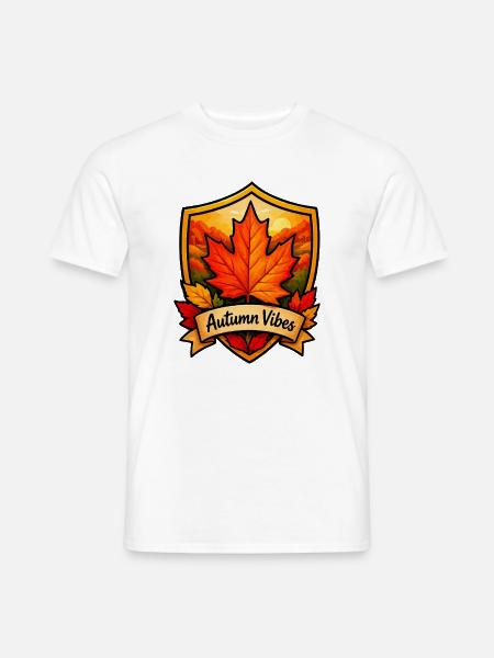 Herbstlaub Shield Vibes - Männer T-Shirt - Weiß