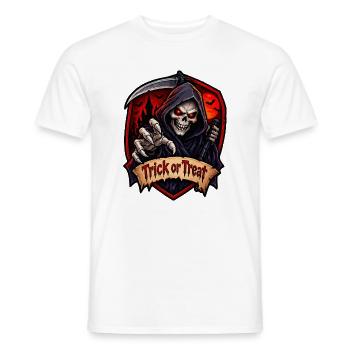 Sensenmann Halloween Schild - Männer T-Shirt - Weiß - Vorne - AI Model Male 178 dark (178cm)
