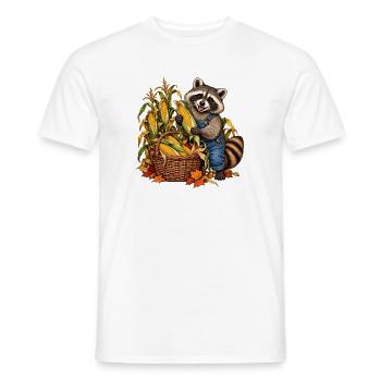 Waschbär bei der Maisernte - Männer T-Shirt - Weiß - Vorne - AI Model Male 178 dark (178cm)