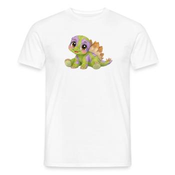 Verspielter kleiner Stegosaurus in Lila und Grün - Männer T-Shirt - Weiß - Vorne - AI Model Male 178 dark (178cm)