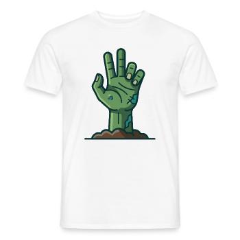Grüne Zombie-Hand taucht aus dem Boden auf - Männer T-Shirt - Weiß - Vorne - AI Model Male 178 dark (178cm)