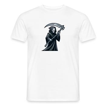 Der Sensenmann mit einer Sense, einem Symbol des Todes - Männer T-Shirt - Weiß - Vorne - AI Model Male 178 dark (178cm)