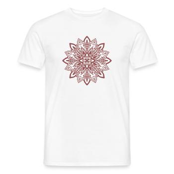 Karmesinrote Mandala-Blüte - Männer T-Shirt - Weiß - Vorne - AI Model Male 178 dark (178cm)