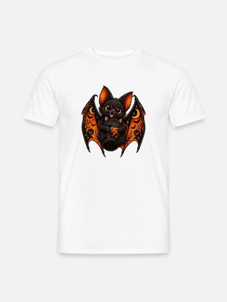 Süße Fledermaus & schwarze Katze – Halloween - Männer T-Shirt - Weiß