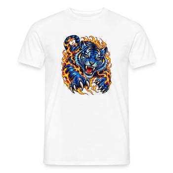 Blauer Tiger in Flammen - Männer T-Shirt - Weiß - Vorne - AI Model Male 178 dark (178cm)