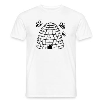 Bienenkorb mit Bienen – Imker Honig - Männer T-Shirt - Weiß - Vorne - AI Model Male 178 dark (178cm)
