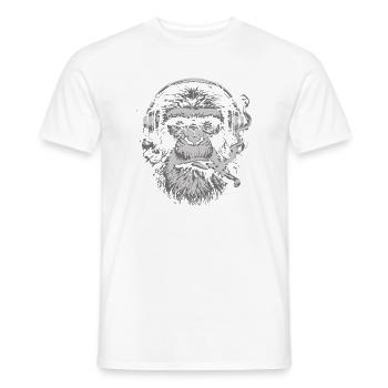 DJ Chimp mit Kopfhörern - Männer T-Shirt - Weiß - Vorne - AI Model Male 178 dark (178cm)