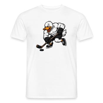 Coole Ente Eishockeyspieler Cartoon - Männer T-Shirt - Weiß - Vorne - AI Model Male 178 dark (178cm)