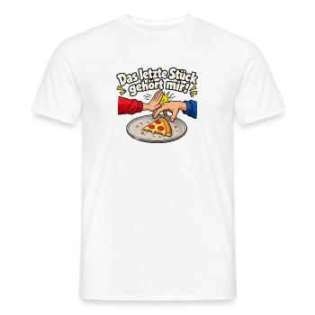 Das letzte Stück gehört mir! Pizza Comic - Männer T-Shirt - Weiß - Vorne - AI Model Male 178 dark (178cm)