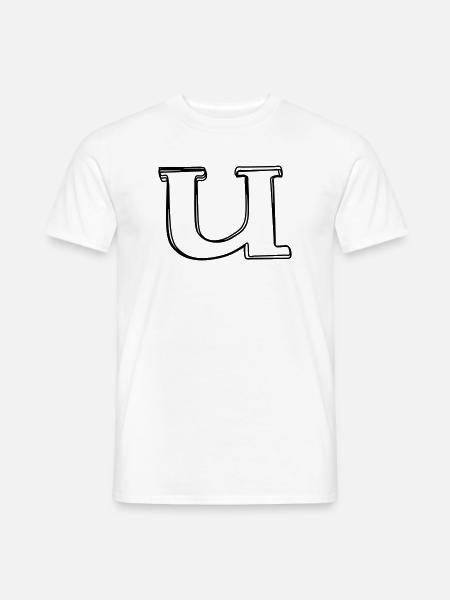 Kleinbuchstabe u handgezeichnet - Männer T-Shirt - Weiß