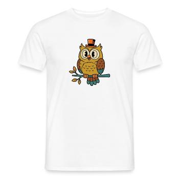 Verspielte Retro-Cartoon-Eule mit Zylinder - Männer T-Shirt - Weiß - Vorne - AI Model Male 178 dark (178cm)