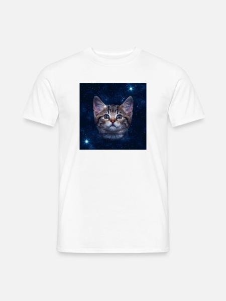 Katzenstern im Weltraum - Männer T-Shirt - Weiß