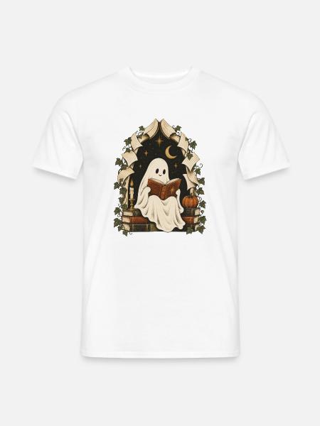 Geisterhafte Bibliotheksnacht - Männer T-Shirt - Weiß