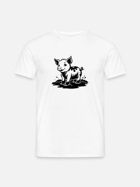 Ferkel im Schlamm - Männer T-Shirt - Weiß