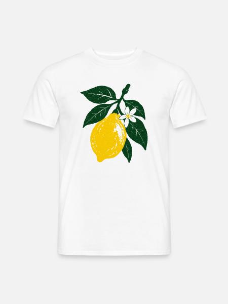 Gelbe Zitrone - Männer T-Shirt - Weiß