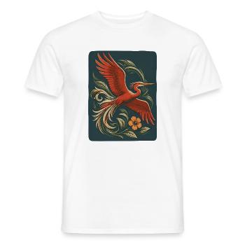 Roter Phoenix im Tattoo-Stiel  - Männer T-Shirt - Weiß - Vorne - AI Model Male 178 dark (178cm)