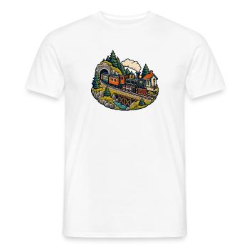 Modellbahnrunde – Kleine Züge große Freude - Männer T-Shirt - Weiß - Vorne - AI Model Male 178 dark (178cm)