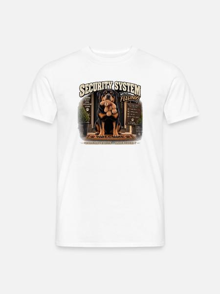 Sicherheitssystem mit Emotionen: Hund mit Teddybär - Männer T-Shirt - Weiß