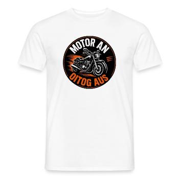 Motor an - Oitog aus, Motor an - Alltag aus - Männer T-Shirt - Weiß - Vorne - AI Model Male 178 dark (178cm)