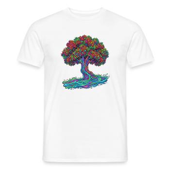 Baum des Lebens – Psychedelic Regenbogen Motiv - Männer T-Shirt - Weiß - Vorne - AI Model Male 178 dark (178cm)