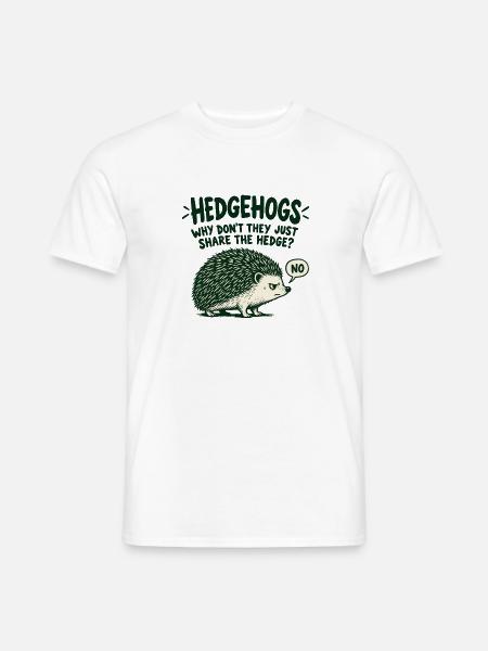 Igel und Hecke – trockener Tierwitz - Männer T-Shirt - Weiß