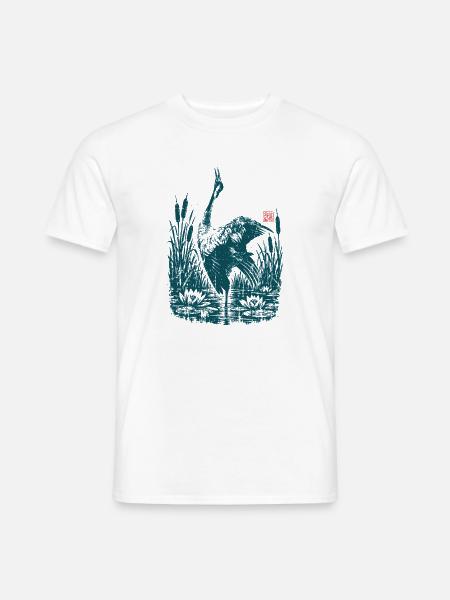 Graureiher am Teich - Männer T-Shirt - Weiß