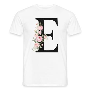 E Buchstabe Monogram Floral - Männer T-Shirt - Weiß - Vorne - AI Model Male 178 dark (178cm)