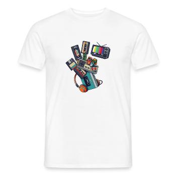 80er 90er Retro Technik & Gaming - Männer T-Shirt - Weiß - Vorne - AI Model Male 178 dark (178cm)