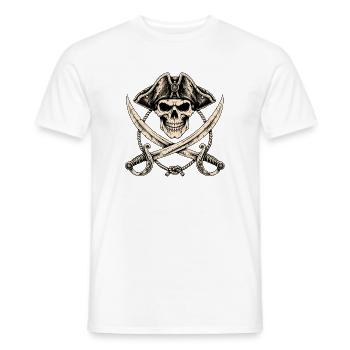 Piratenschädel mit gekreuzten Säbeln - Männer T-Shirt - Weiß - Vorne - AI Model Male 178 dark (178cm)