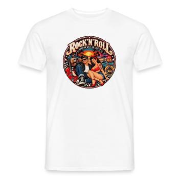 Rock’n’Roll hält die Welt am Laufen - Männer T-Shirt - Weiß - Vorne - AI Model Male 178 dark (178cm)