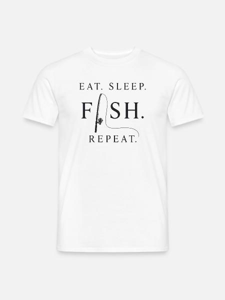 Iss Schlaffische Wiederholung - Männer T-Shirt - Weiß