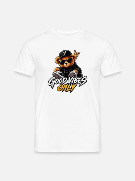Gute Vibes Teddybär Krone Hoodie - Männer T-Shirt - Weiß