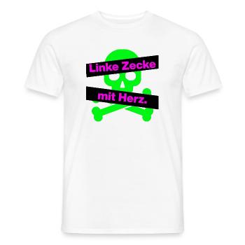 LINKE ZECKE MIT HERZ, ANTIFASCHISMUS, GEGEN RECHTS - Männer T-Shirt - Weiß - Vorne - AI Model Male 178 dark (178cm)