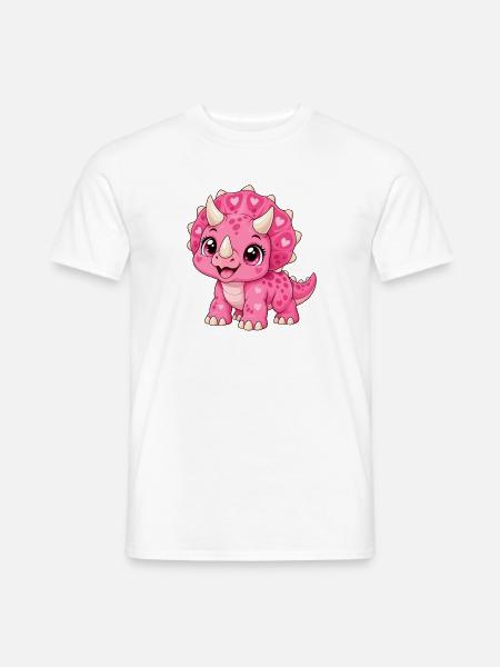 Triceratops Pink Kawaii - Männer T-Shirt - Weiß