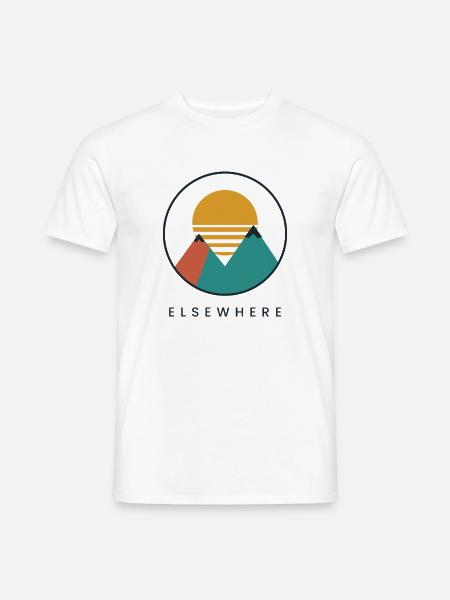 Elsewhere – Retro Mountain Sunset - Männer T-Shirt - Weiß