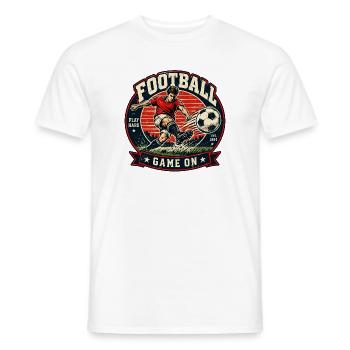 Vintage Fußball Abzeichen Game On - Männer T-Shirt - Weiß - Vorne - AI Model Male 178 dark (178cm)
