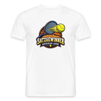 Satzgewinner – Aufschlag Laune - Männer T-Shirt - Weiß - Vorne - AI Model Male 178 dark (178cm)
