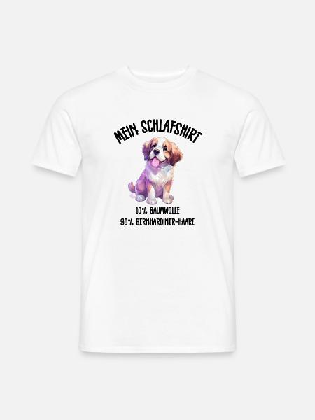 Bernhardiner Welpe Schlafshirt Bunt - Männer T-Shirt - Weiß