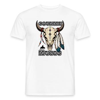 Country Music – Western Bull Skull - Männer T-Shirt - Weiß - Vorne - AI Model Male 178 dark (178cm)