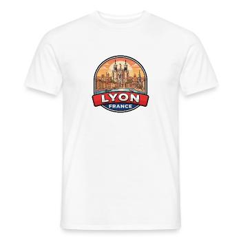 Lyon Frankreich Reiseabzeichen Fourvière-Basilika Geschenk - Männer T-Shirt - Weiß - Vorne - AI Model Male 178 dark (178cm)