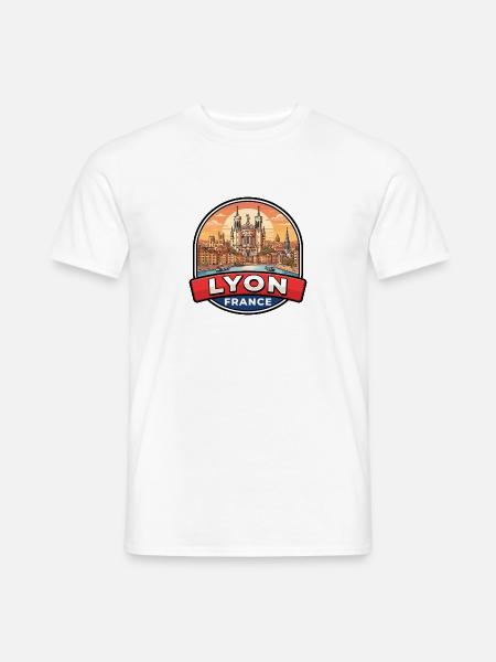 Lyon Frankreich Reiseabzeichen Fourvière-Basilika Geschenk - Männer T-Shirt - Weiß