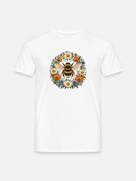Pilzmond mit Waldblumen & Sternen - Männer T-Shirt - Weiß
