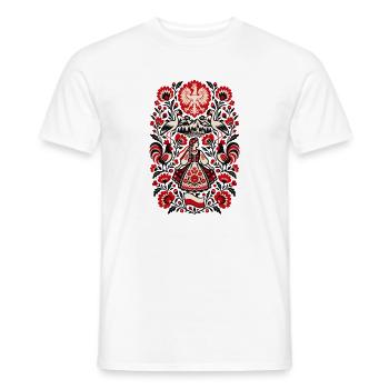 Polen | Störche, Tracht & Volkskunst - Männer T-Shirt - Weiß - Vorne - AI Model Male 178 dark (178cm)