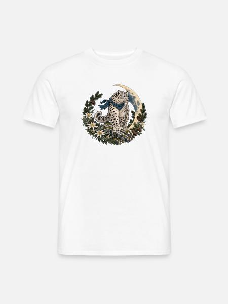 Schneeleopard im alpinen Mondlicht - Männer T-Shirt - Weiß