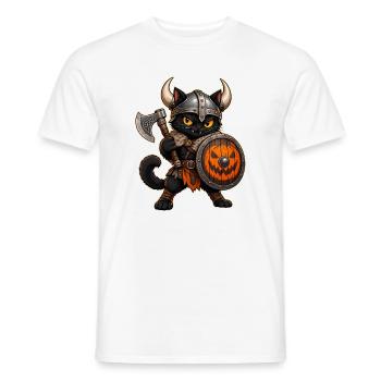 Halloween-Wikingerkatze - Männer T-Shirt - Weiß - Vorne - AI Model Male 178 dark (178cm)