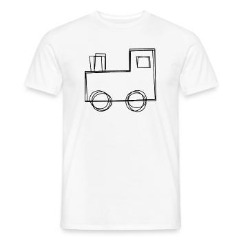 Lokomotive handgezeichnet - Männer T-Shirt - Weiß - Vorne - AI Model Male 178 dark (178cm)