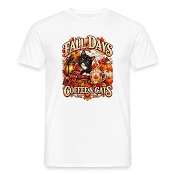 Herbsttage Kaffee und Katzen - Männer T-Shirt - Weiß - Vorne - AI Model Male 178 dark (178cm)