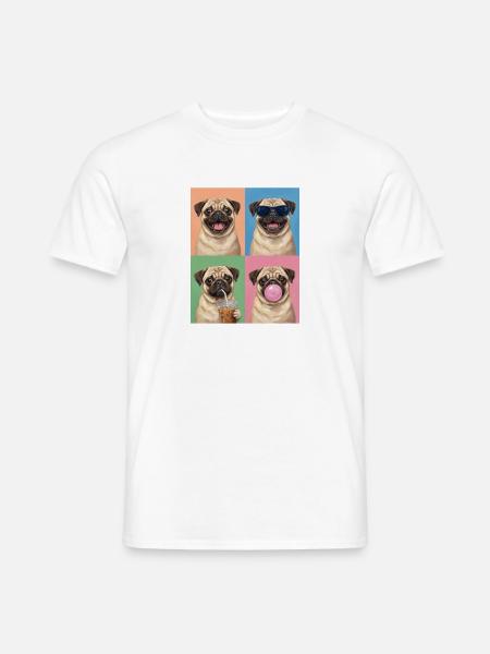 Hunde Mops Hund - Männer T-Shirt - Weiß