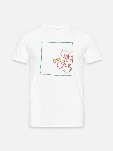 Hibiskus minimalistisch - Männer T-Shirt - Weiß